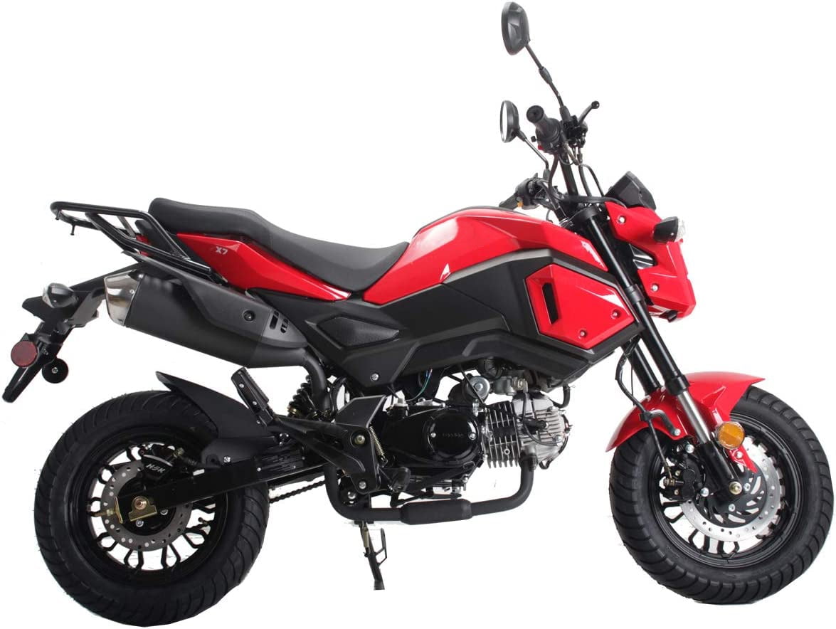 HHH Upgraded New 125cc Motorcycle Bike VADER 125 HELLCAT Dual Sports 125cc Motorcycle Bike Youth Adults Gas Motorcycle Big Headlights ( RED )
