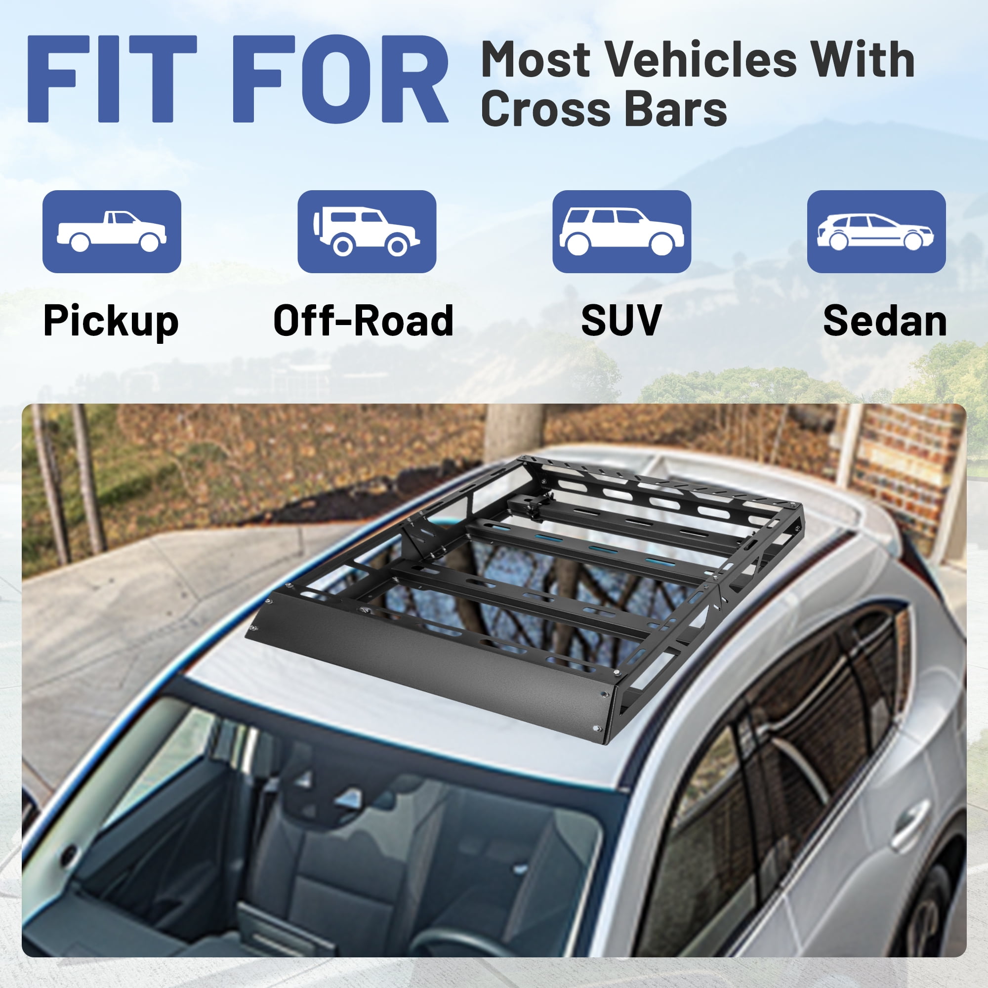 KOJEM 51 x 39 inch Roof Rack Cargo Carrier, SUV Basket Holder,Top Luggage Storage Holder Roof Basket for Travel