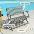 thumbnail image 5 of GVN Outdoor Bench, Outdoor Garden Bench,2-Person Foldable Wood Outdoor Bench with Backrest and Armrests for Garden, Porch, Park, Balcony, Gray, 5 of 10