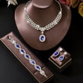 thumbnail image 7 of AEXTO Rhinestone Wedding Jewelry Set Royal Blue Bridal Necklace Earrings Bracelet Sets Prom Costume Accessories for Women, 7 of 7