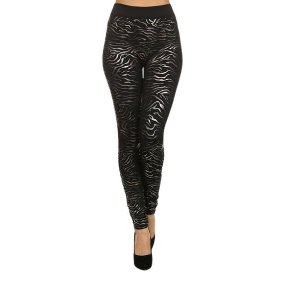 2Chique Boutique Women's Metallic Striped Print Leggings