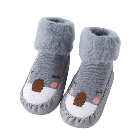 

Cute Children Toddler Shoes Autumn Winter Boys Girls Floor Sports Shoes Flat Soles Non-Slip Plush Warm Comfort Cartoon Pattern