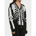 thumbnail image 4 of Women'S Skull Pattern Cardigan Sweaters Long Sleeve Unisex Outwear Knitted Coats Black Skull S, 4 of 8