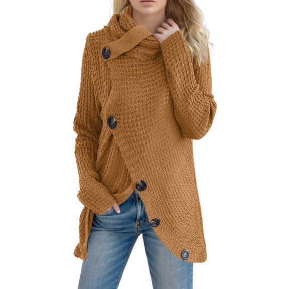 Fiaer Women Button Long Sleeve Cardigan Sweaters Oversized Long Sleeve Crew Neck Trendy Hollow Out Knitted Tops Yellow XL