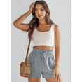 thumbnail image 6 of Linen Shorts for Women Casual High Waisted Wide Leg Drawstring Cute Summer Beach Shorts 2024 Fashion Vacation Outfit, 6 of 8