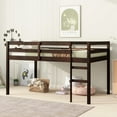 thumbnail image 2 of Kacho Loft Bed, Solid Wooden, Rubber Wooden Twin Loft Bed with Ladder, Bed Platform of Strengthened Slats, Loft Bed for Bedroom Childroom, No Box Spring Needed, Easy Assembly, Espresso, 2 of 8