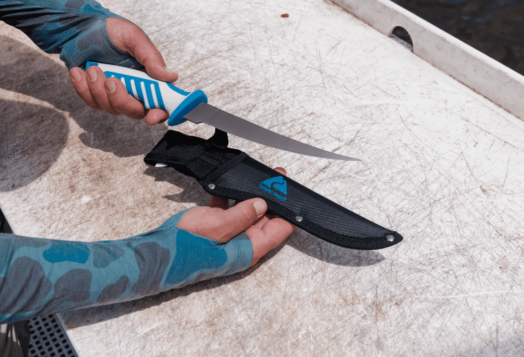 Ozark Trail Saltwater 7″ Fillet Knife, Straight Edge, Blue and White