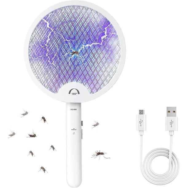 Electric Fly Swatter, USB Rechargeable Electric Mosquito Killer, Mosquito Killer, LED Lighting, 3-Layer Mesh Protection, 2 Modes, Indoor and Outdoor