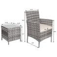 thumbnail image 3 of Vineego 3 PCS Outdoor Patio Furniture Gray PE Rattan Wicker Table and Chairs Set Bar Set with Cushioned Tempered Glass (Grey/Beige), 3 of 3