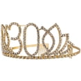 thumbnail image 3 of Tiara de cumpleaños con corona con peine para el pelo, diamantes de imitación de cristal, regalo de cumpleaños, años para mujeres (dorado), 3 of 3