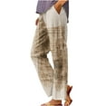 thumbnail image 2 of Women's Pants Under $10 Plus Size Staright Leg Printed Rolled Casual Pocket Straight Leg Pants, 2 of 5