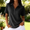 thumbnail image 5 of Dwellite Women Polo Shirts Short Sleeve Button Down Collared Golf Tee Business Casual Summer Work Tops Athletic Tennis Shirts Black XL, 5 of 5