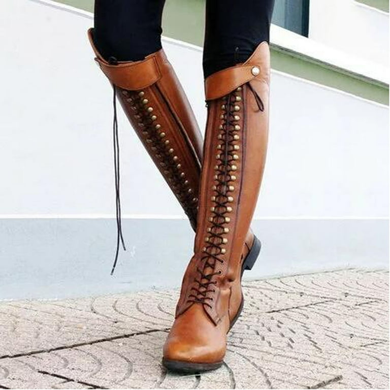 Fesfesfes Boots for Teen Girls Fashion Solid Color Over-the-knee