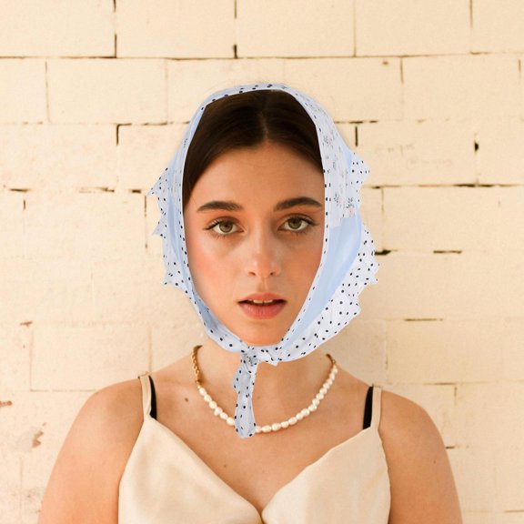 ETEREAUTY Multi Color Flower Headpiece with Fresh Light Blue Floral and Spot Pattern