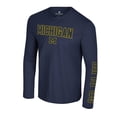 thumbnail image 2 of Men's Colosseum Navy Michigan Wolverines Color Pop Active Blend 2-Hit Long Sleeve T-Shirt, 2 of 3