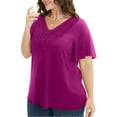 thumbnail image 3 of WellSize Women Plus Size Tops Dressy Lace V Neck Shirts Casaul Short Sleeve Tunic Blouses, 3 of 8