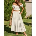 thumbnail image 3 of Zeagoo Maxi Skirt for Women Summer Boho Elastic High Waist Pleated A-Line Flowy Ruffle Swing Tiered Beach Skirt with Pockets, 3 of 6