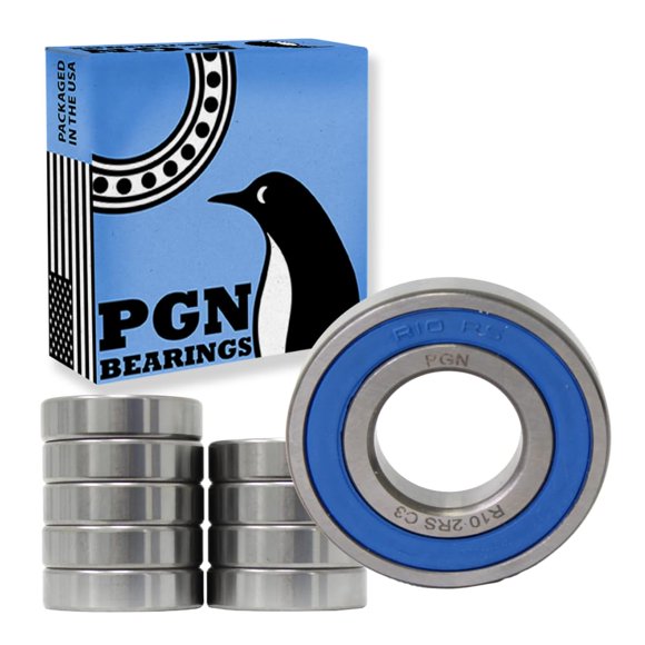 PGN (10 Pack) Roulement R10-2RS - Acier Chromé Lubrifié Roulement à Billes Scellé - 5/8 Pouces x1-3/8"x0.3438 Pouces Bearings avec Joint en Caoutchouc et Support à Haut RPM