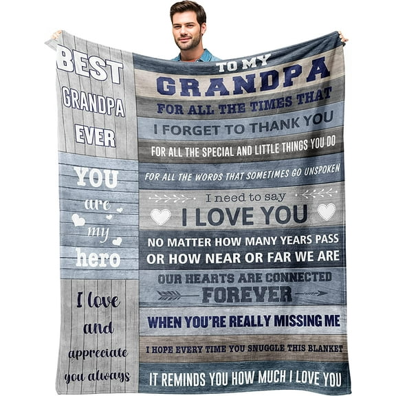 Grandpa Gifts Blanket 50"x60", Fathers Day Grandpa Gifts, Gifts for Grandpa, Grandpa Birthday Gifts, Best Grandpa Gift Idea, Great Grandfather Gifts, Best Gifts for Grandparents from Grandkids