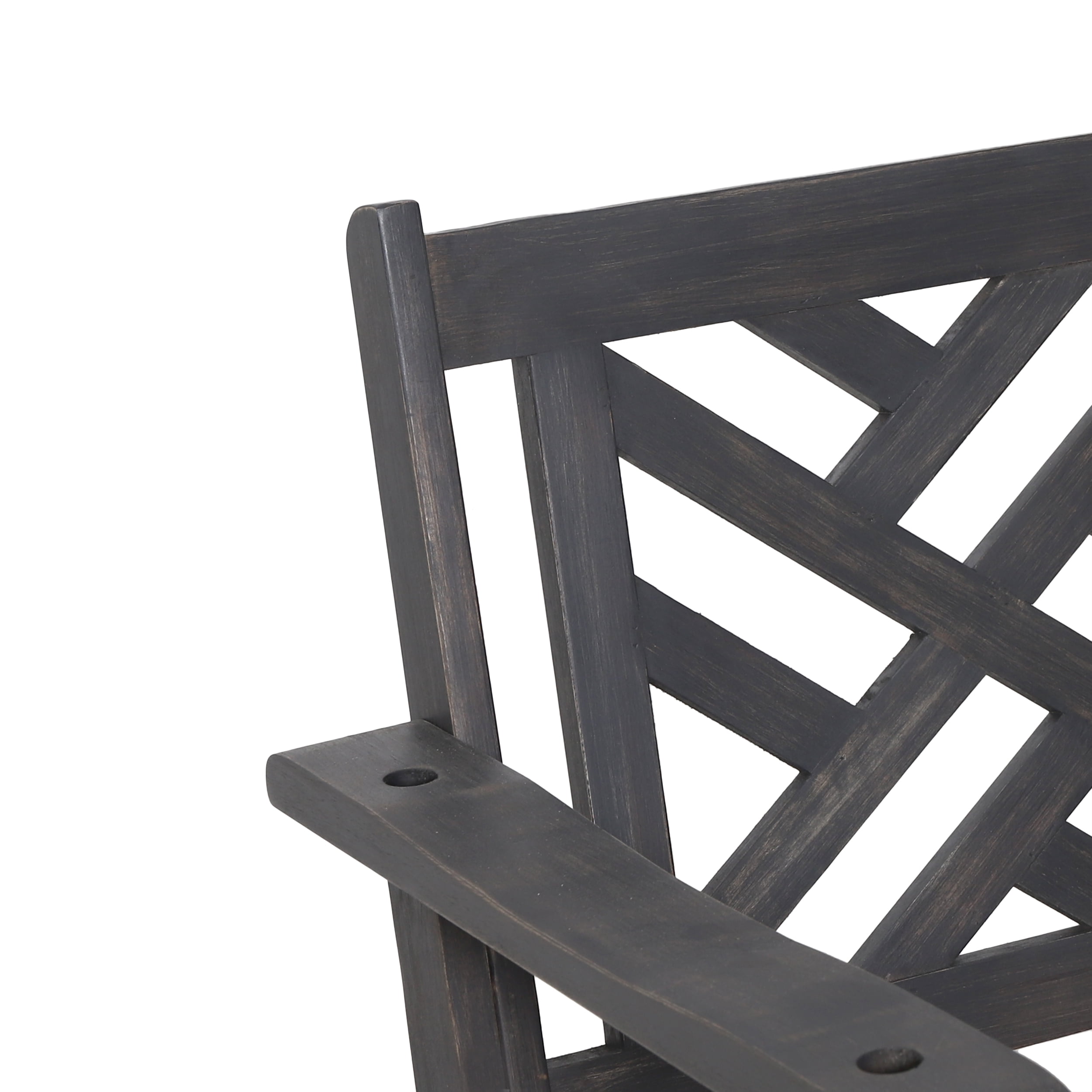 Kessler Acacia Wood Outdoor Hanging Porch Swing, Dark Gray