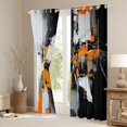 thumbnail image 3 of Homewish Orange Abstract Patchwork Blackout Curtains Set of 2 (52x84 Each),Modern Geometric Curtain, 3 of 6
