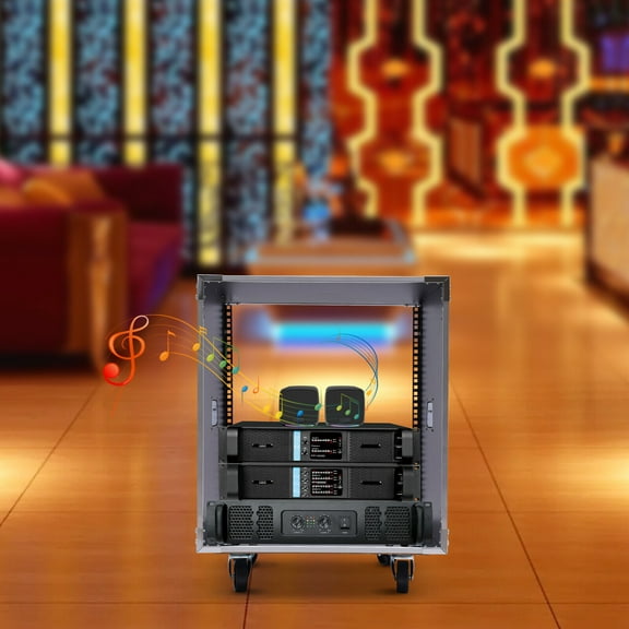 12U Portable Rolling Network Rack with 100kg Load Capacity, MDF Construction, Universal Wheels, and Ventilation for Audio Equipment & Computer Chassis