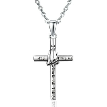 TANGPOET Cross Necklaces for Men 18K Gold Withc Silver Pendant Religious Baptism Birthday Jewelry Prayer Gifts 18 2Inch Chain