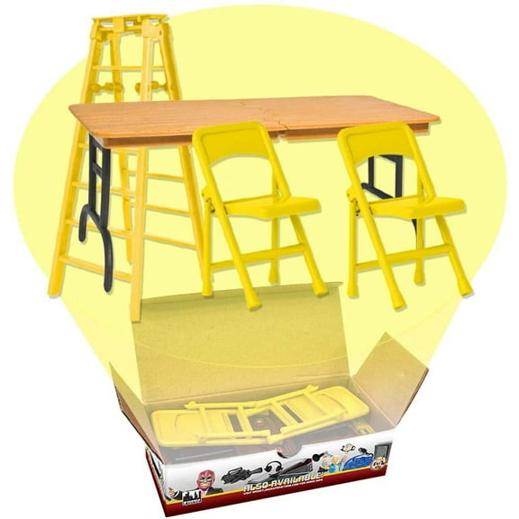 ULTIMATE Ladder, Table & Chairs Yellow Playset for WWE & AEW Wrestling Action Figures
