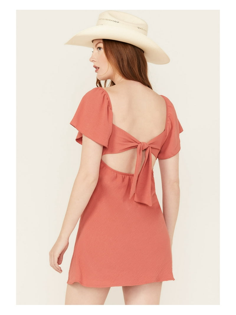 Originality Women's Emma Flutter Sleeve Tie-Back Mini Dress Rust Copper Medium US - Walmart.com Originality Women's Emma Flutter Sleeve Tie-Back Mini Dress Rust Copper Medium US - Walmart.com