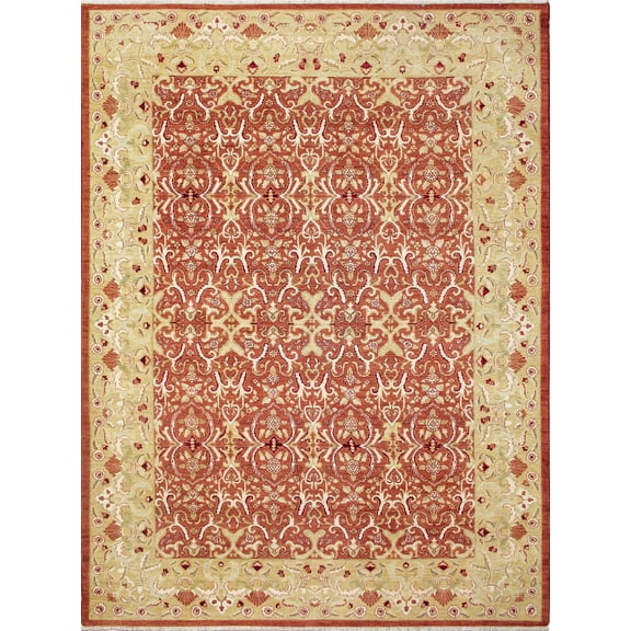 Peshawar Taufic Rust/Lt. Green Rug, 9'1" x 12'0"