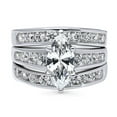 thumbnail image 2 of BERRICLE Sterling Silver Solitaire Wedding Engagement Rings 1.6 Carat Marquise Cut Cubic Zirconia CZ Statement Ring Set for Women, Rhodium Plated Size 6, 2 of 18