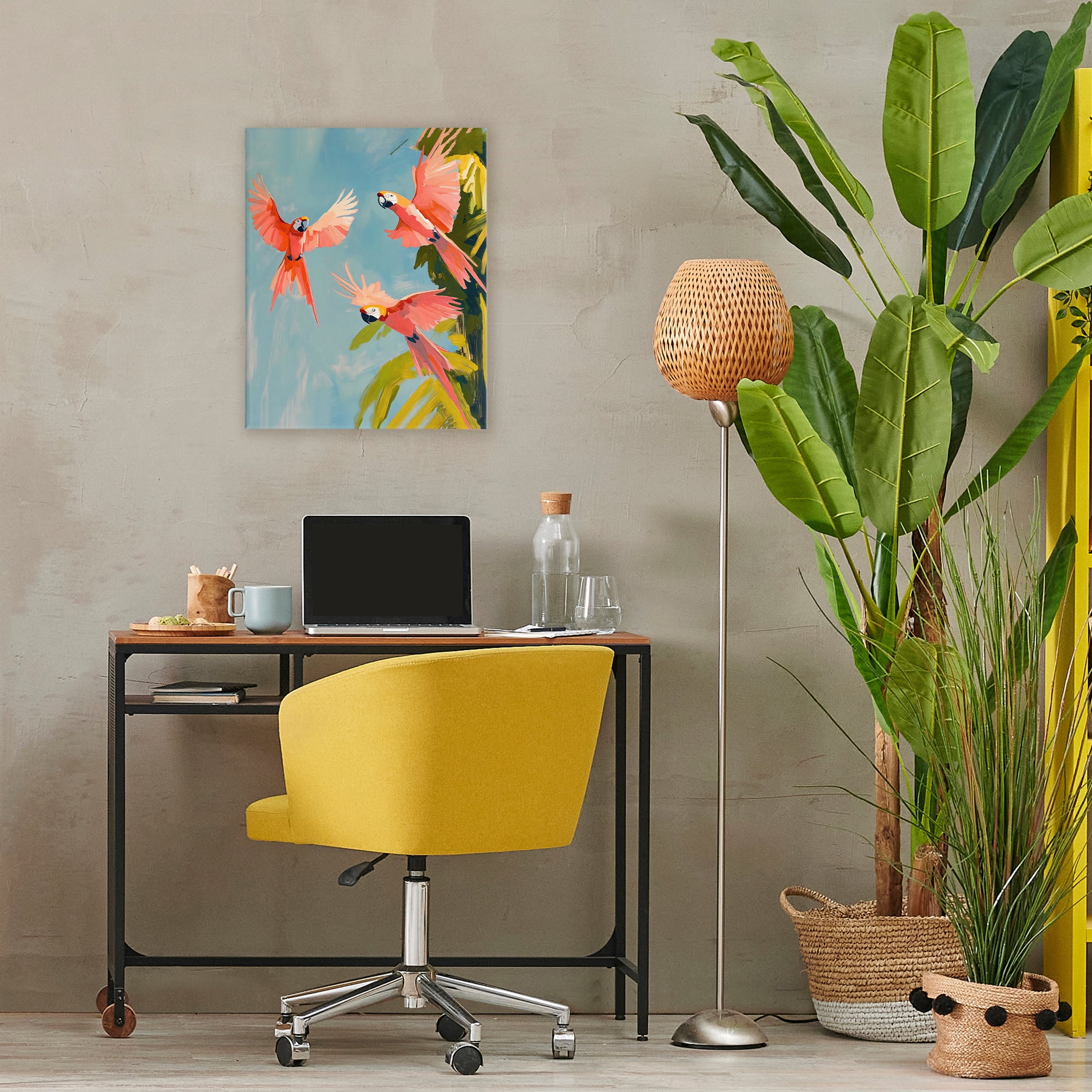 Stupell Industries Botanical Parrots in Flight Canvas Wall Art, design by The Prints Vibe