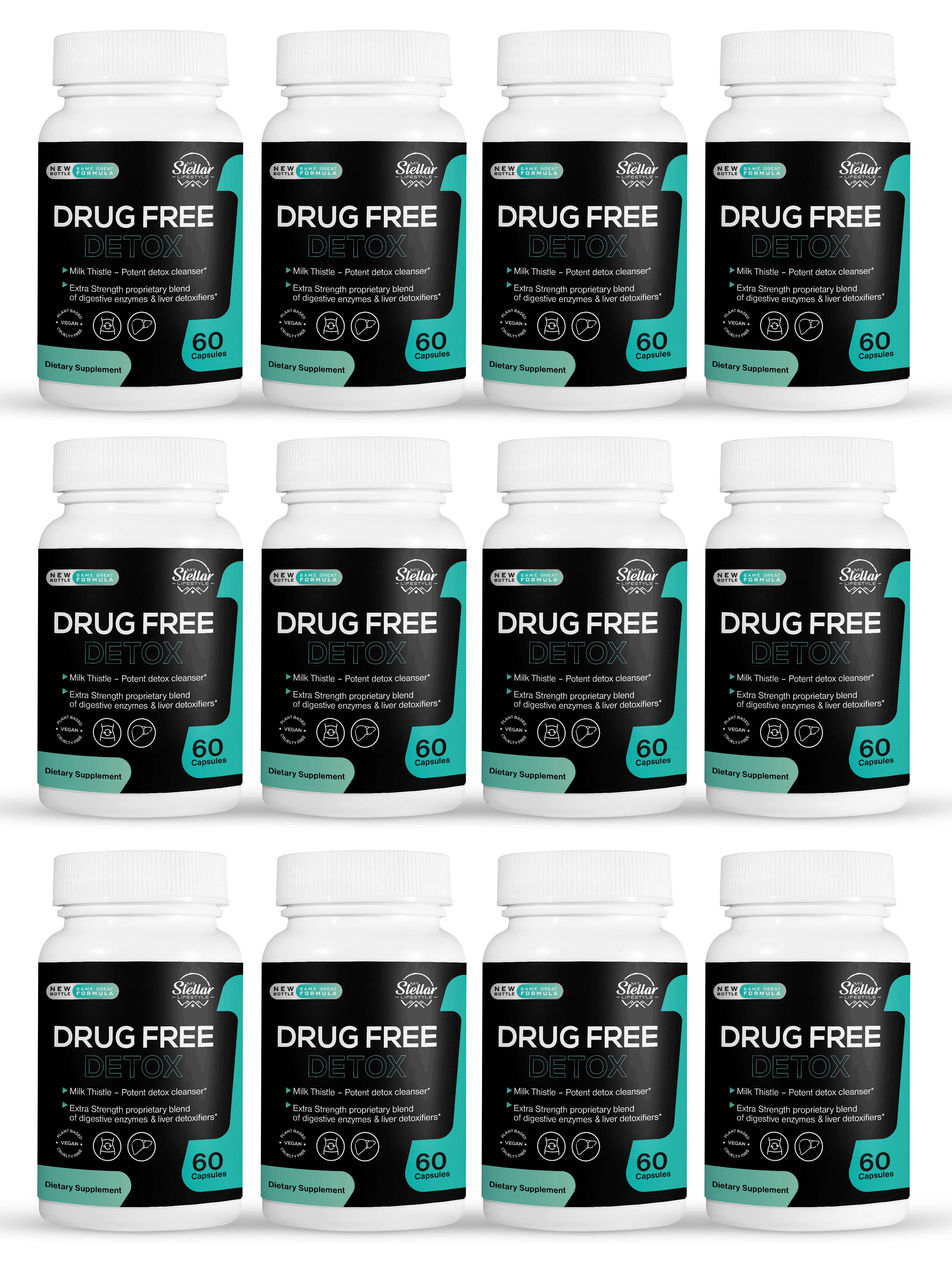 12 Pack Free Detox, extra strength blend of digestive enzymes & liver