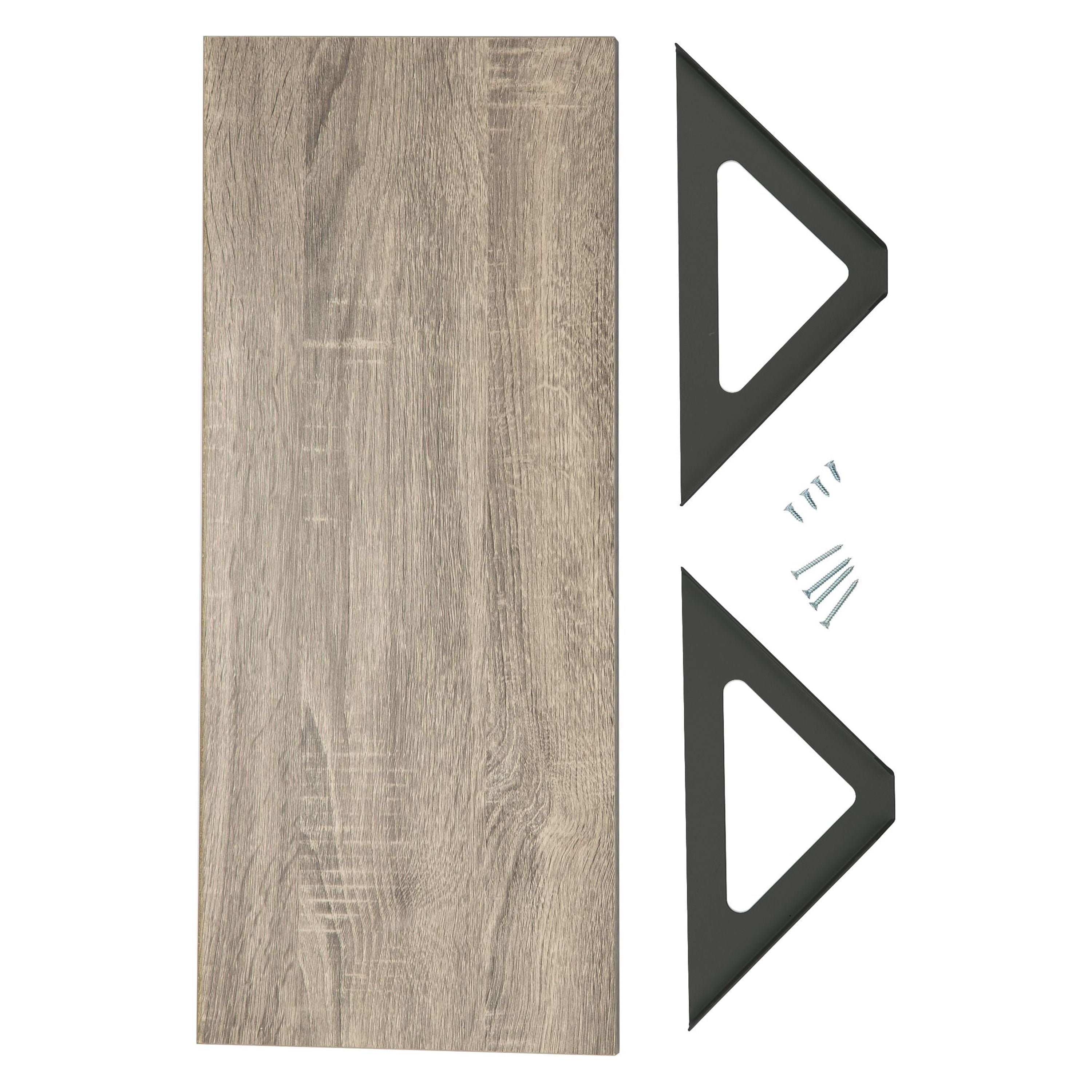 Hyper Tough 6 in. x 15 3/4 in. Rustic Gray Laminated Wood Shelf Kit with Black Metal Brackets