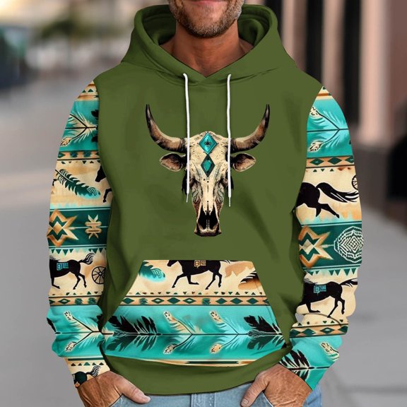 Men’s Athletic Hoodies Color Block Hooded Fleece Sweatshirt Loose Long Sleeve Hooded Printed Sweatshirt With Drop Shoulder Sleeves