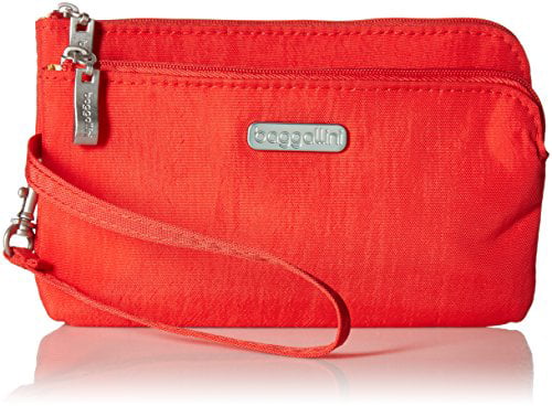 Baggallini Double Zip Wristlet with RFID Protection Lightweight Wristlet with Zipped Compartments for Smart Phones and More 