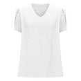 thumbnail image 5 of Puntoco Short Tops Blouses for women Clearance Women's Casual Short Sleeve Solid Ladies Round Neck Top Blouse White XL(XL), 5 of 6