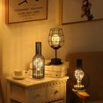 thumbnail image 3 of Lámpara de mesa de alambre de metal negro, luz de noche de estilo de jaula de cesta de hierro moderna, lámpara de noche retro, luz de estacionamiento con pilas Adepaton LN-1004, 3 of 6
