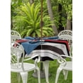 thumbnail image 4 of Outdoor Tablecloth with Umbrella Hole Zipper Red American Flag Round Tablecloth 60" Waterproof Outside Table Cloth Black White Stripe US Flag Retro Wooden Patio Table Cover Tablecloths for Picnic, 4 of 8