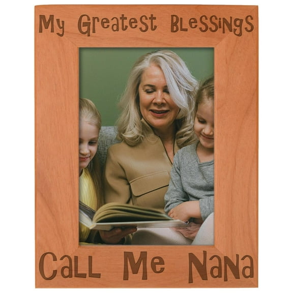 ThisWear Gift for Grandma Blessings Call Me Nana Natural Wood Engraved 5x7 Portrait Picture Frame Wood