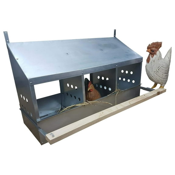 3 Hole Heavy Duty 23ga Galvanized Chicken Nesting Laying Roost Box Made in USA 0300108
