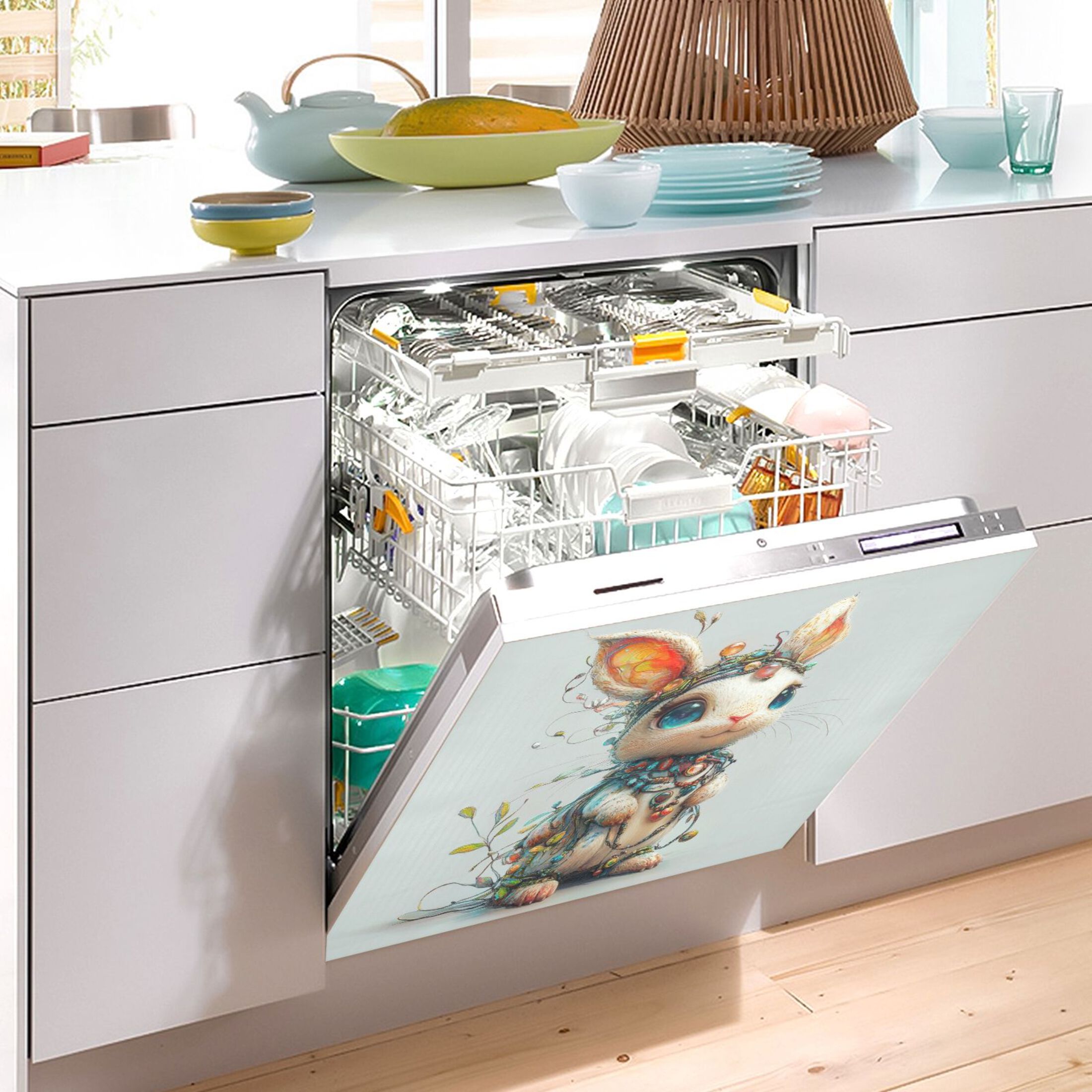 Dishwasher Magnetic Sticker 23x26 Inch Refrigerator Magnetic Sticker Washing Machine Magnetic Sticker Kitchen Panel Magnetic Sticker Home Decor Necklace Rabbit