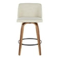 thumbnail image 6 of LumiSource Walnut Wood, Cream Fabric, Black Metal Toriano Counter Stool - Set of 2, 6 of 10
