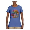 thumbnail image 3 of Colorful Neon Gorilla | Dean Russo Art Animal Lover Womens T-Shirt, Light Blue, Medium, 3 of 6