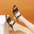 thumbnail image 6 of Anuirheih Open Toe Heels Sandals, Heels Chunky Two Strap Low Heels for Women Leather Mule Sandals Slip On Heels for Party Dating Daily, Two Ways To Wear(Black), 6 of 8
