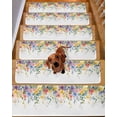 thumbnail image 2 of Pink Spring Flower Stair Treads for Wooden Steps Indoor Runner Rug Carpet, Pastoral Floral Leaves Country Rustic 4 Pieces Peel and Stick Staircase Step Treads Covers Washable Throw Door Mats, 30"x8", 2 of 6