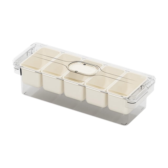 Bandeja de servicio dividida con tapa y manija de contenedor de almacenamiento de frutas transparentes 5 compartimentos de bocadillos para vegetales Solo caja