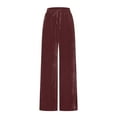 thumbnail image 2 of Lmnyox Women's Lounge Trousers Velvet Straight Leg Drawstring Waist Pants with Pocket Casual Loose Velour Pants, 2 of 6