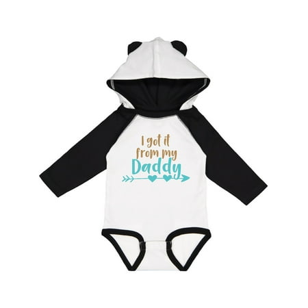 

Inktastic I Got It From My Daddy Arrow Hearts - Blue Brown Gift Baby Boy or Baby Girl Long Sleeve Bodysuit