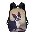 thumbnail image 1 of Boston Terrier-theme Backpack, Campus style schoolbag Bookbag with Adjustable Shoulder Straps And Large Zip Compartment, Unisex Travel Bags., 1 of 6